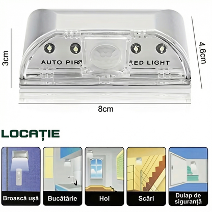 Lampă LED cu Senzor pentru Gaura Cheii - Iluminare Automată cu Infraroșu