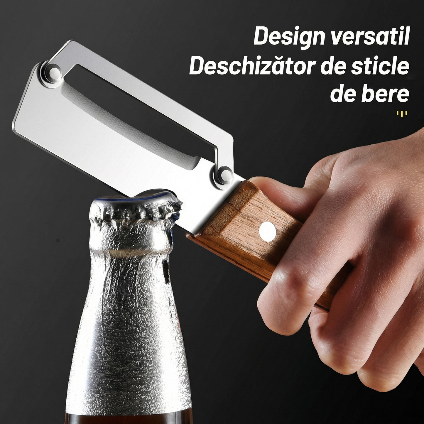 Curățător Legume și Fructe din Oțel cu Mâner din Lemn cu Deschizător de Sticle Integrat