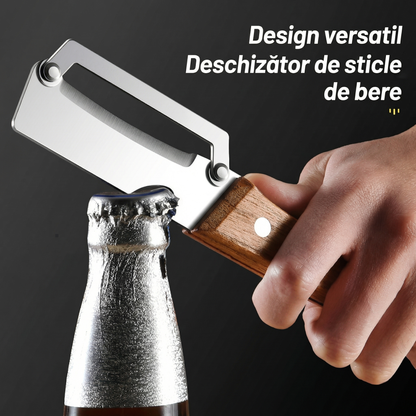 Curățător Legume și Fructe din Oțel cu Mâner din Lemn cu Deschizător de Sticle Integrat