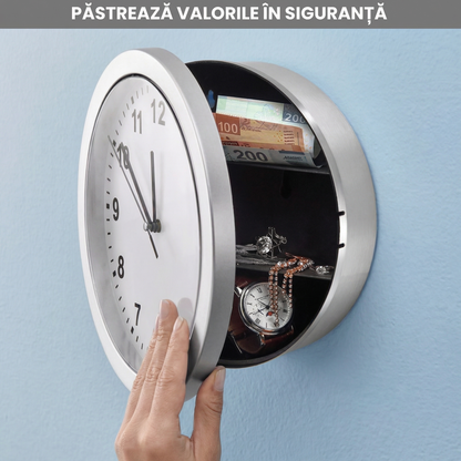 Ceas de Perete Funcțional cu Seif Secret pentru Bani, Bijuterii și Documente