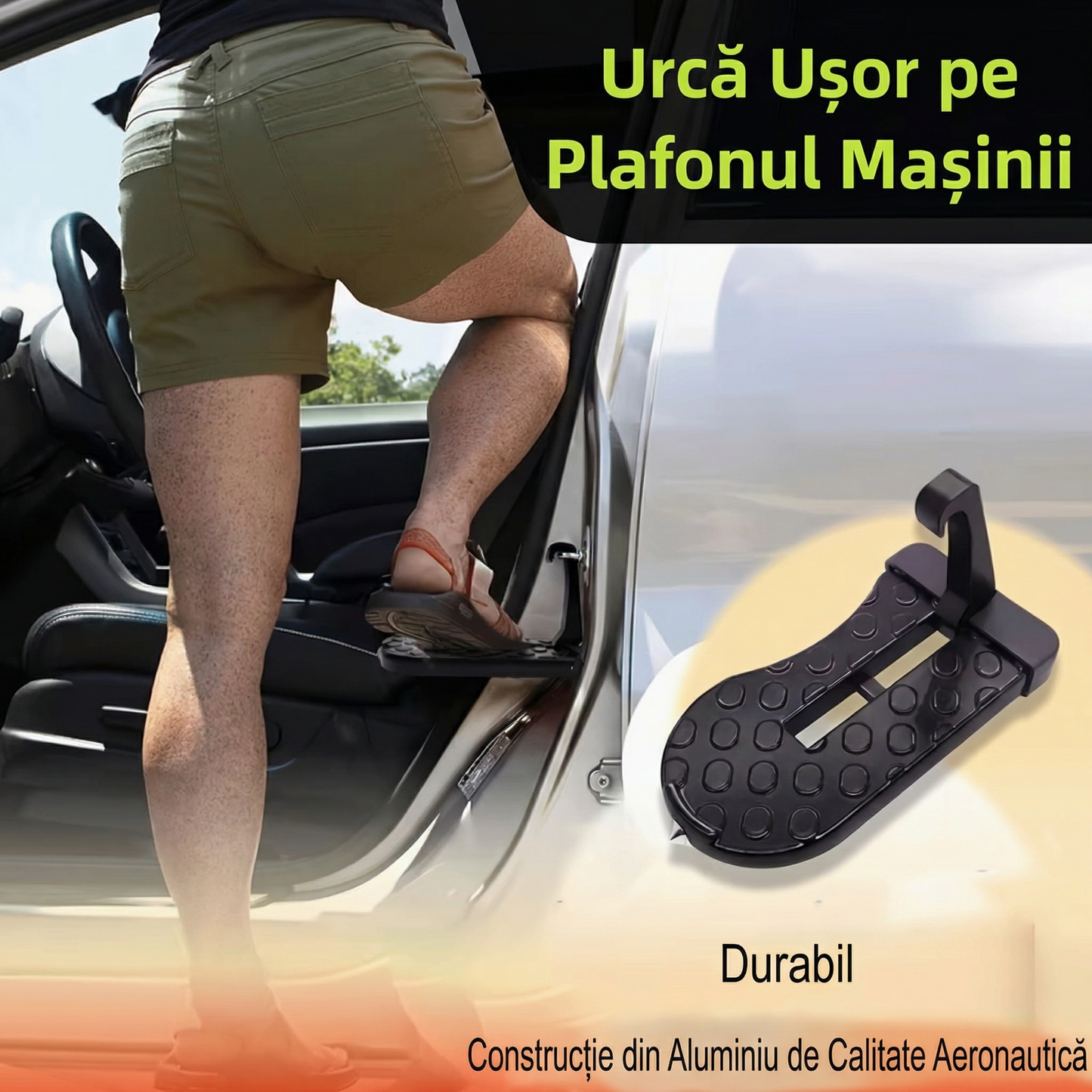 Treaptă Pliabilă pentru Ușa Mașinii din Aluminiu pentru Acces Ușor pe Acoperiș