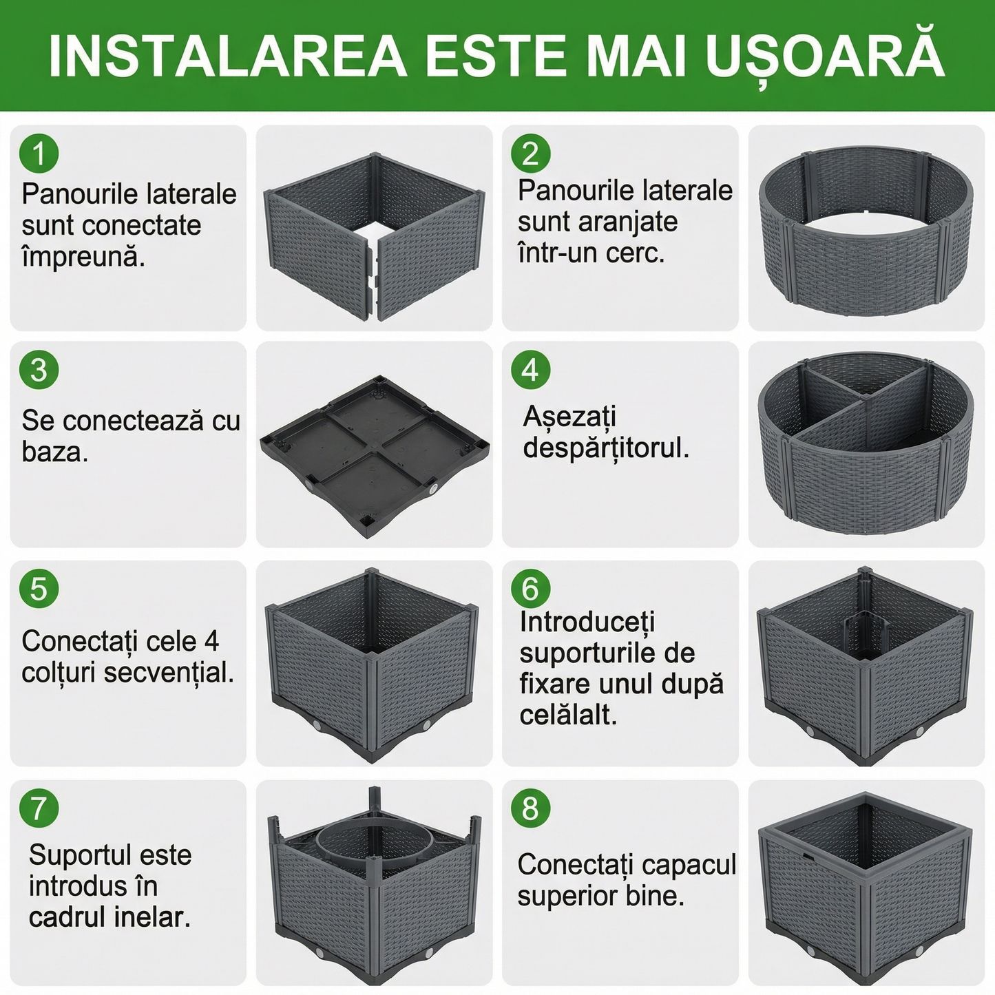 Ghiveci cu Sistem de Udare Automată pentru Plante Cățărătoare