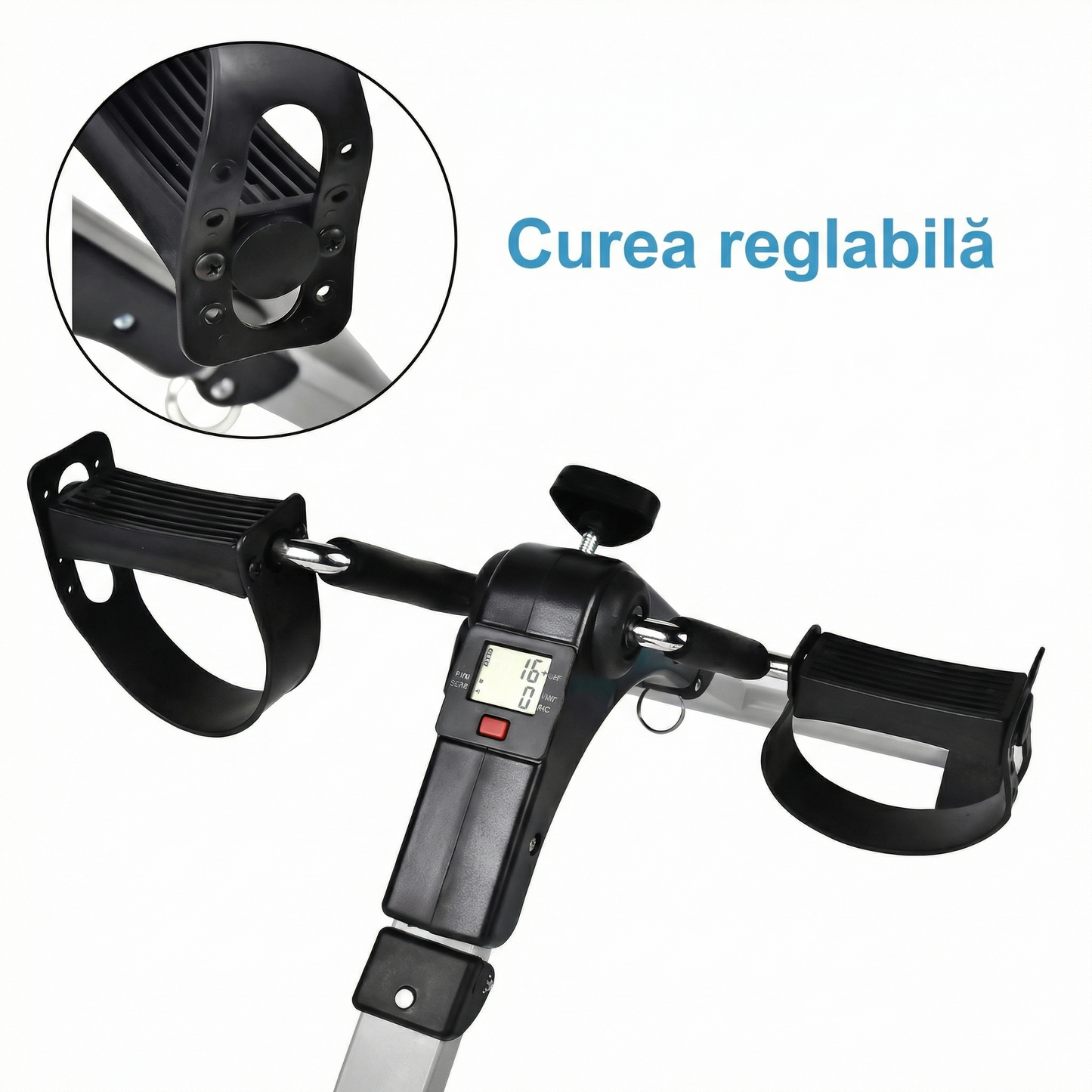Pedalier Fitness Compact pentru Brațe și Picioare cu Rezistență Reglabilă și Display LCD