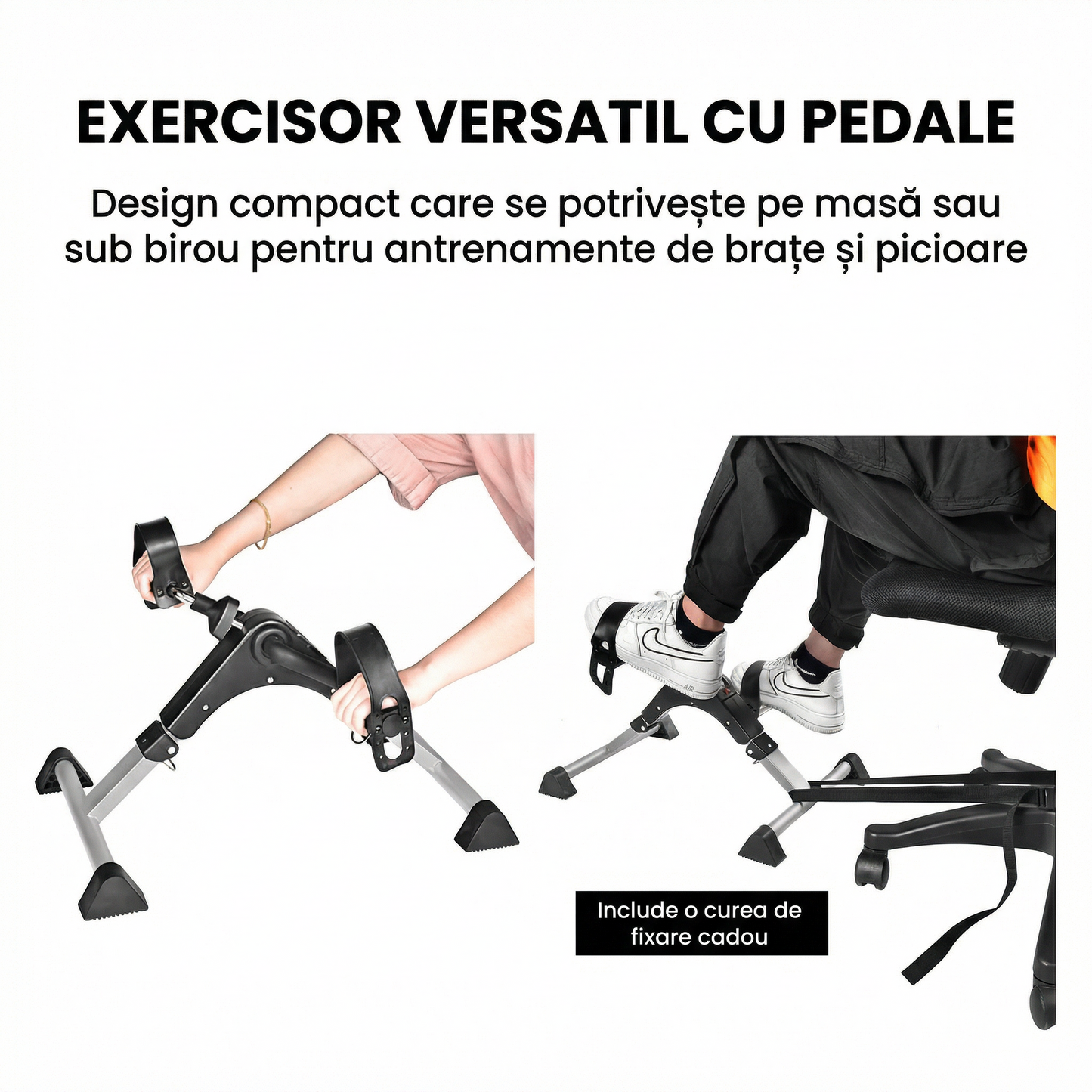Pedalier Fitness Compact pentru Brațe și Picioare cu Rezistență Reglabilă și Display LCD
