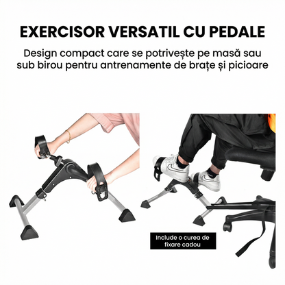 Pedalier Fitness Compact pentru Brațe și Picioare cu Rezistență Reglabilă și Display LCD