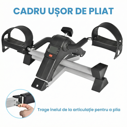 Pedalier Fitness Compact pentru Brațe și Picioare cu Rezistență Reglabilă și Display LCD