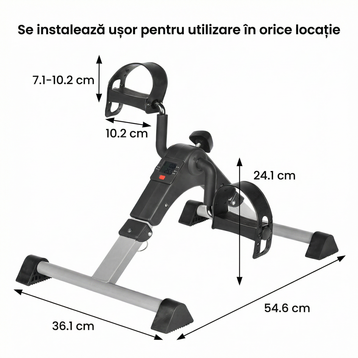 Pedalier Fitness Compact pentru Brațe și Picioare cu Rezistență Reglabilă și Display LCD