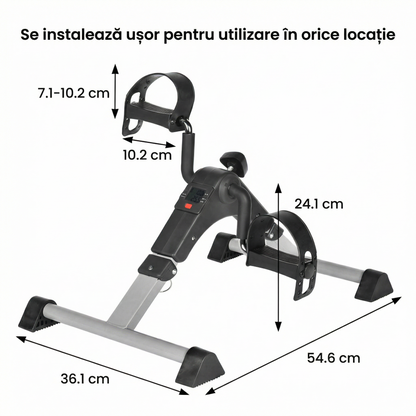 Pedalier Fitness Compact pentru Brațe și Picioare cu Rezistență Reglabilă și Display LCD