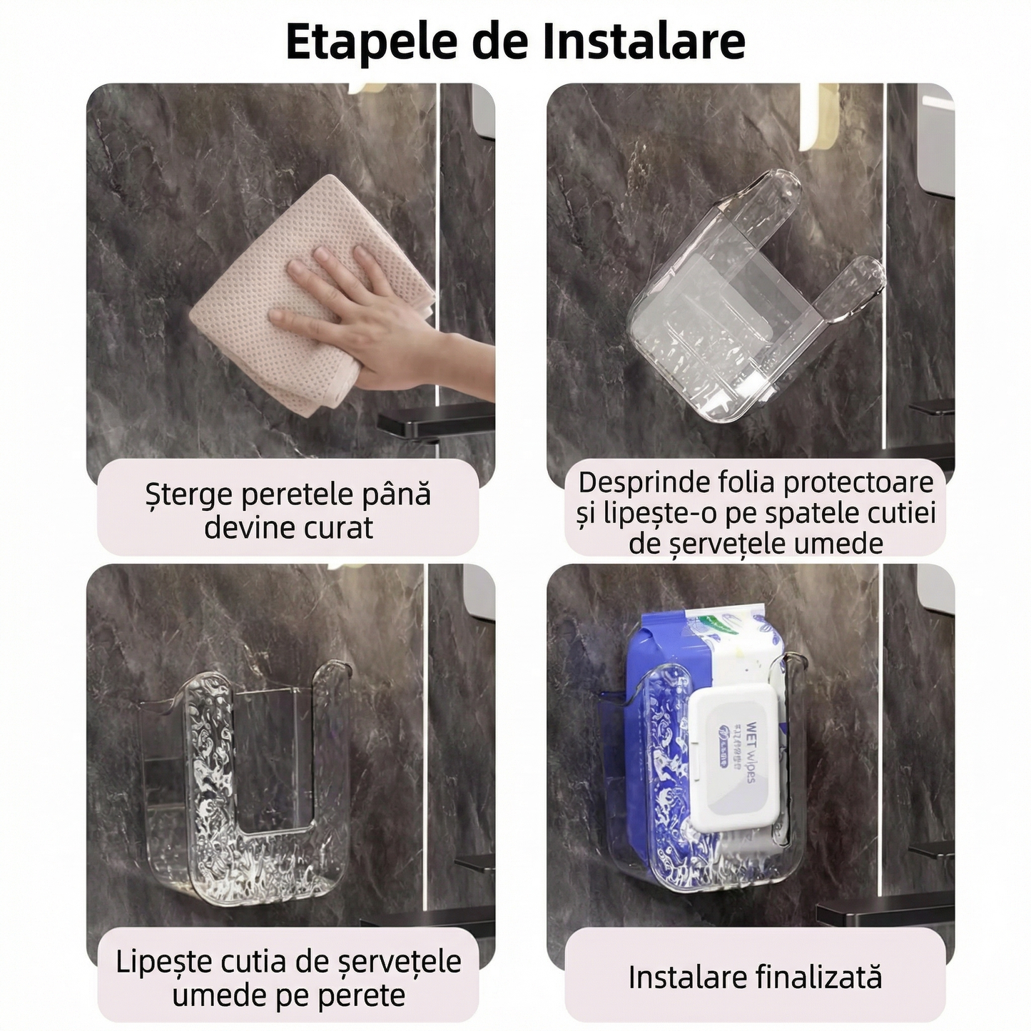 Set 2 Suporturi de Perete din Plastic pentru Șervetele Umede