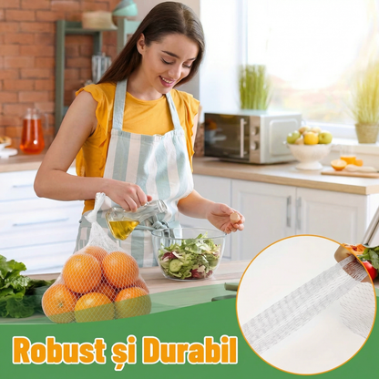 Set 100 de Pungi Reutilizabile din Plasă pentru Alimente