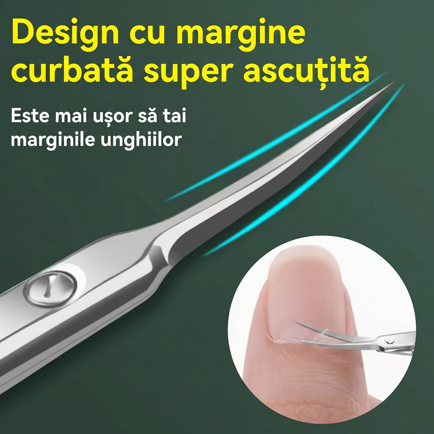 Foarfecă Curbată pentru Cuticule din Oțel Inoxidabil
