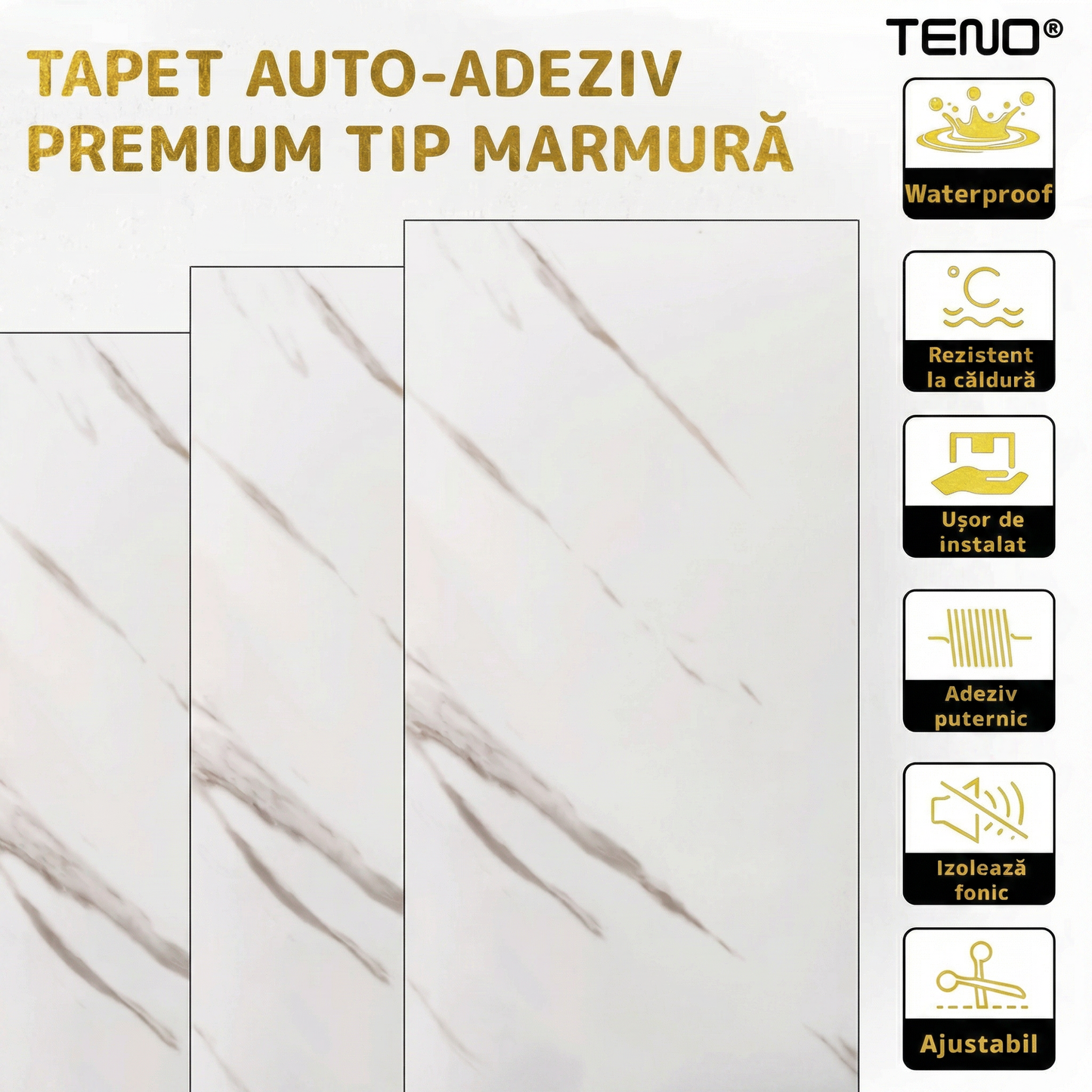 Set de Plăci Autocolante Tip Marmură