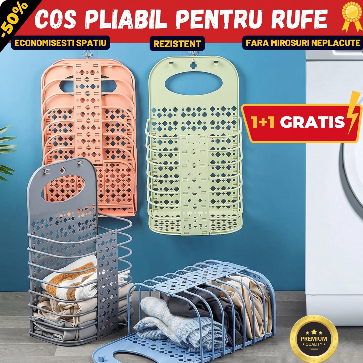 Coș Pliabil pentru Rufe