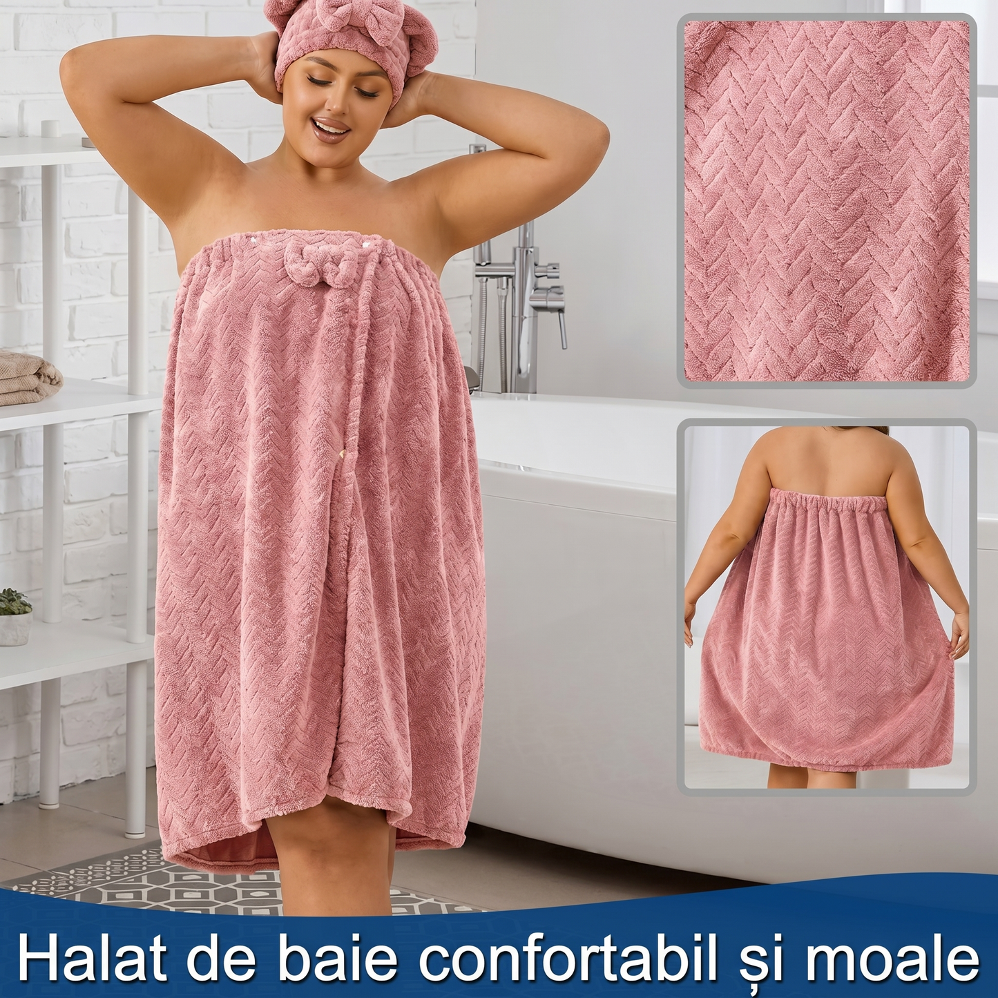 Prosop de Baie Reglabil cu Cască de Uscare a Părului 2 în 1