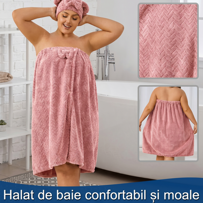 Prosop de Baie Reglabil cu Cască de Uscare a Părului 2 în 1