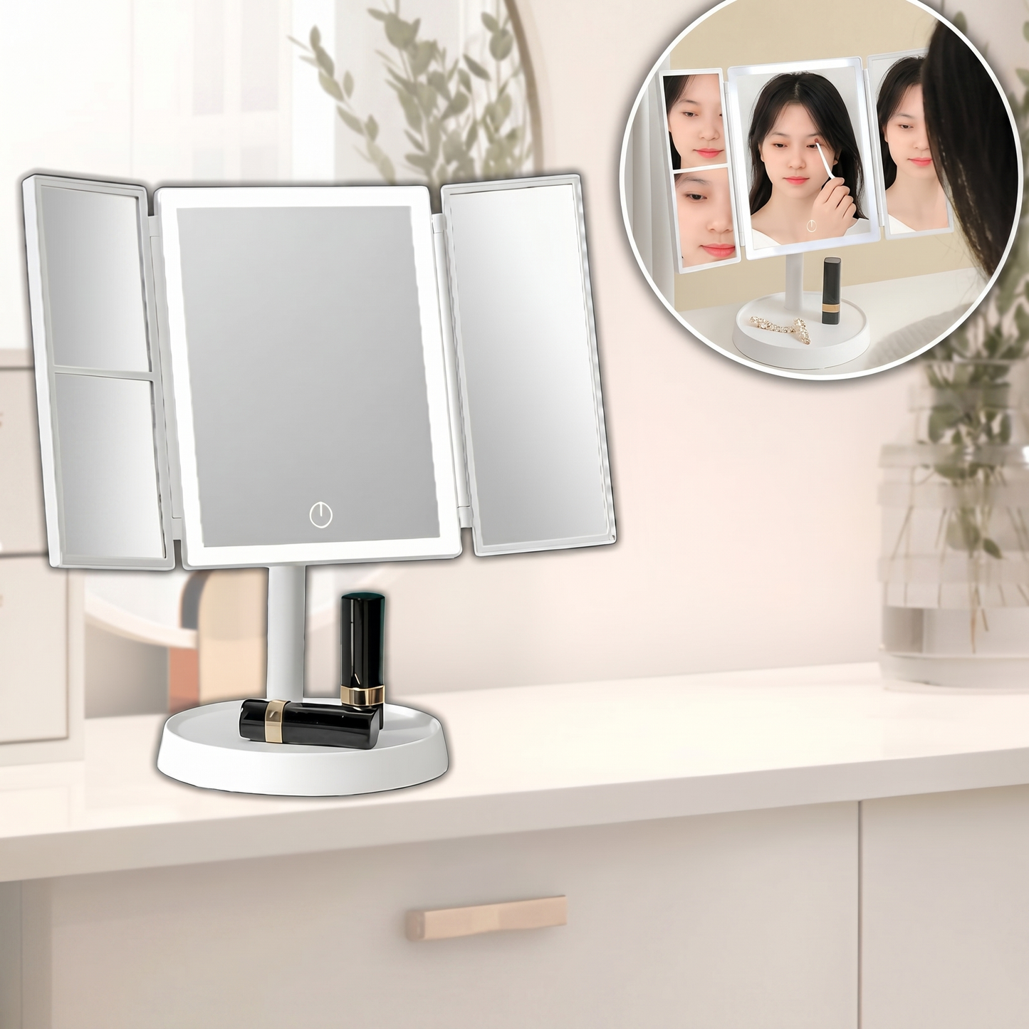 Oglindă Pliabilă Cosmetică cu LED