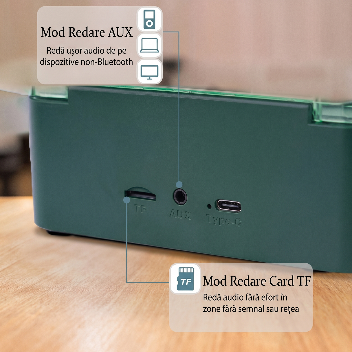 Boxă Bluetooth Retro cu Proiector de Valuri Oceanice