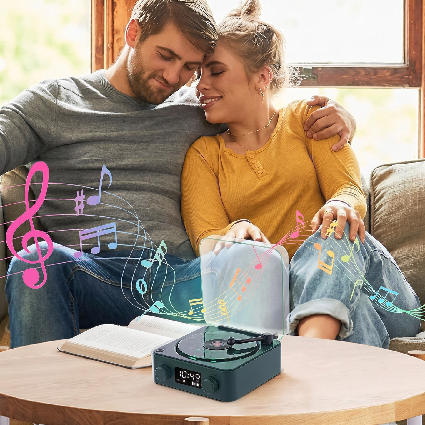 Boxă Bluetooth Retro cu Proiector de Valuri Oceanice