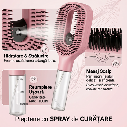 Perie de Păr 2în1 cu Pulverizator