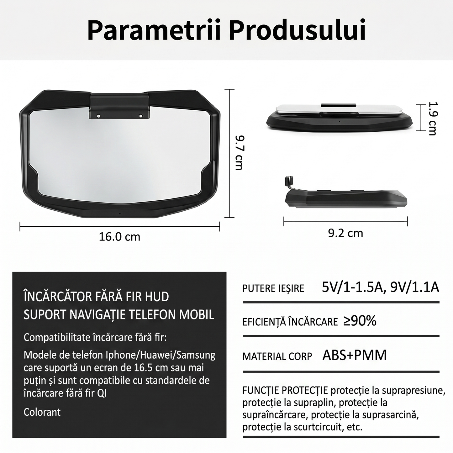 Afișaj HUD Auto cu GPS și Apeluri pe Parbriz