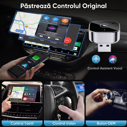 Adaptor Wireless 2în1 pentru CarPlay și Android Auto