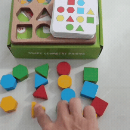 Joc de Asociere a Formelor Geometrice din Lemn (3 ani+)