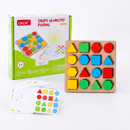 Joc de Asociere a Formelor Geometrice din Lemn (3 ani+)