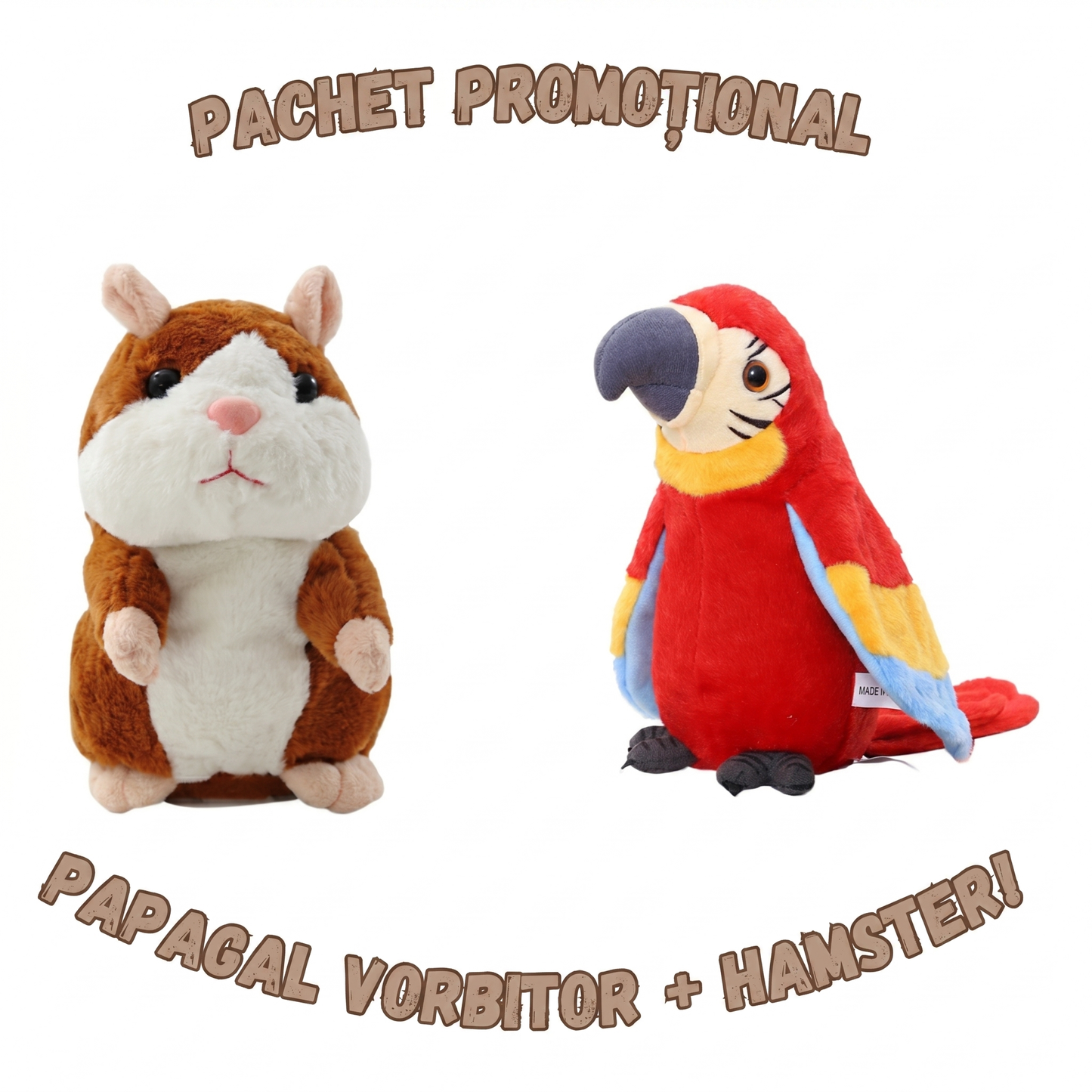 Pachet Promo Jucării Interactive Vorbitoare – Papagal + Hamster Cadou