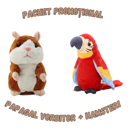 Pachet Promo Jucării Interactive Vorbitoare – Papagal + Hamster Cadou