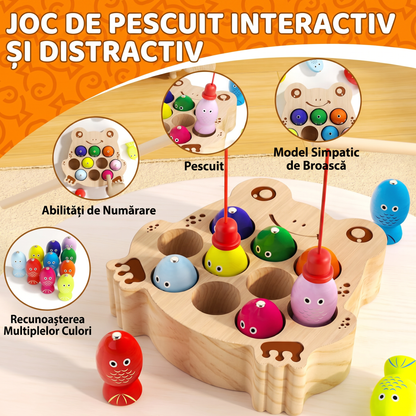 Joc Magnetic din Lemn de Pescuit cu Sortare de Culori pentru Copii (1–5 ani)