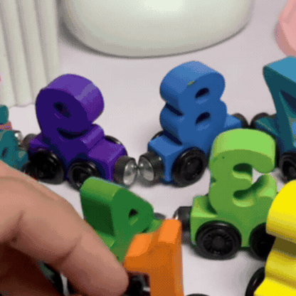 Trenuleț Magnetic Educațional din Lemn cu Numere (12 Secțiuni)