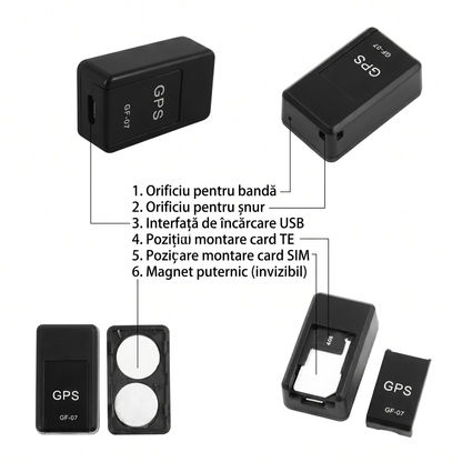 Tracker GPS Mini Magnetic pentru Monitorizare Auto și Persoane