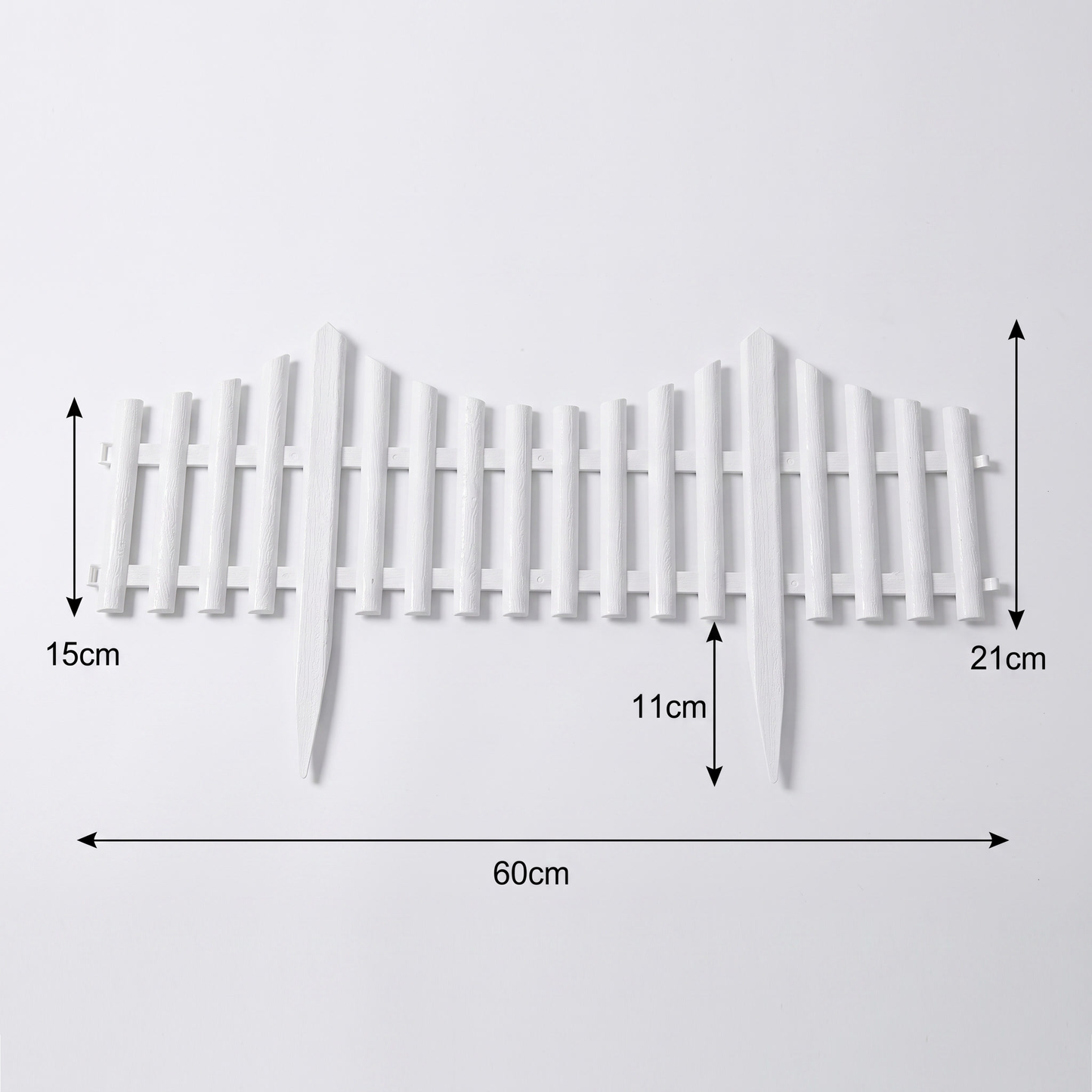 Set 4 Garduri Decorative din Plastic Alb pentru Grădină cu Fixare în Sol (60×21 cm)