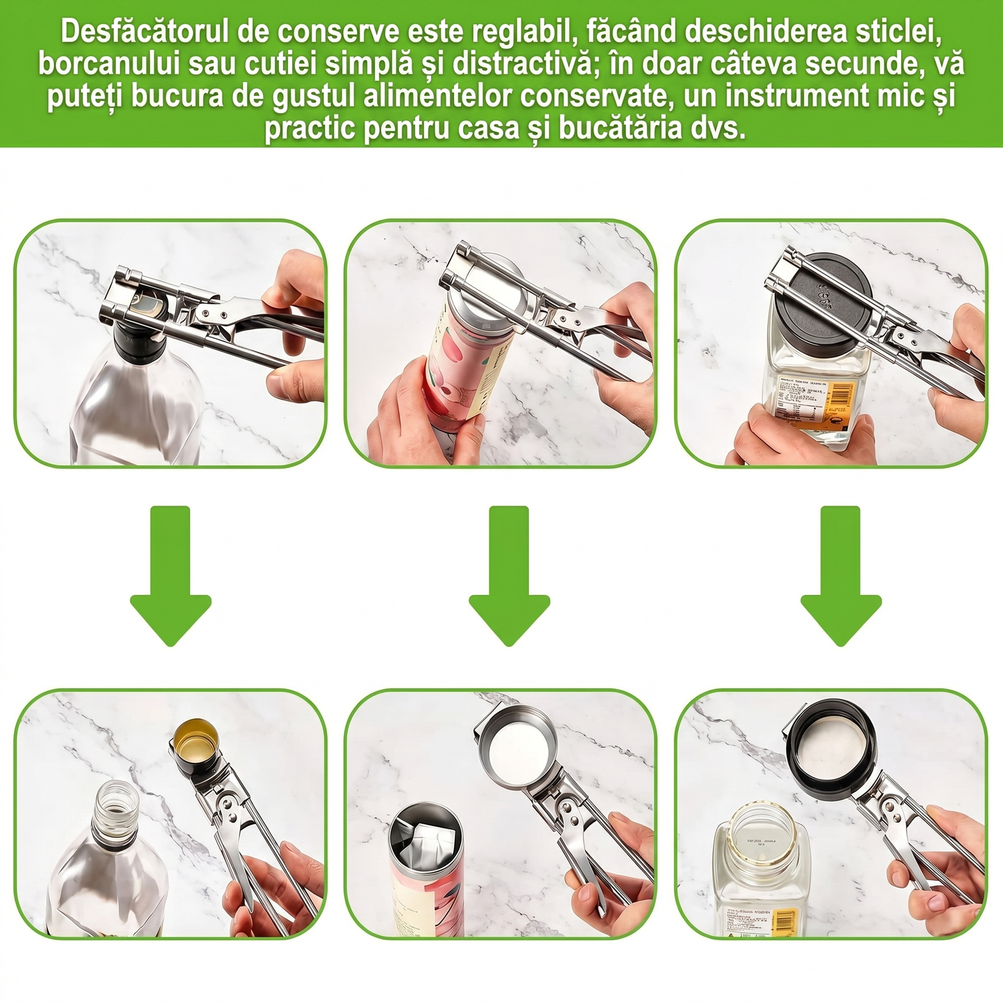 Deschizător Reglabil din Oțel Inoxidabil pentru Borcane