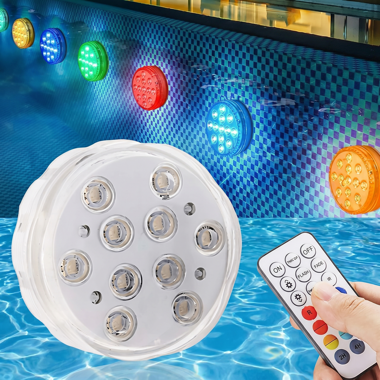 Set de 4 Lămpi RGB Impermeabile + Telecomandă