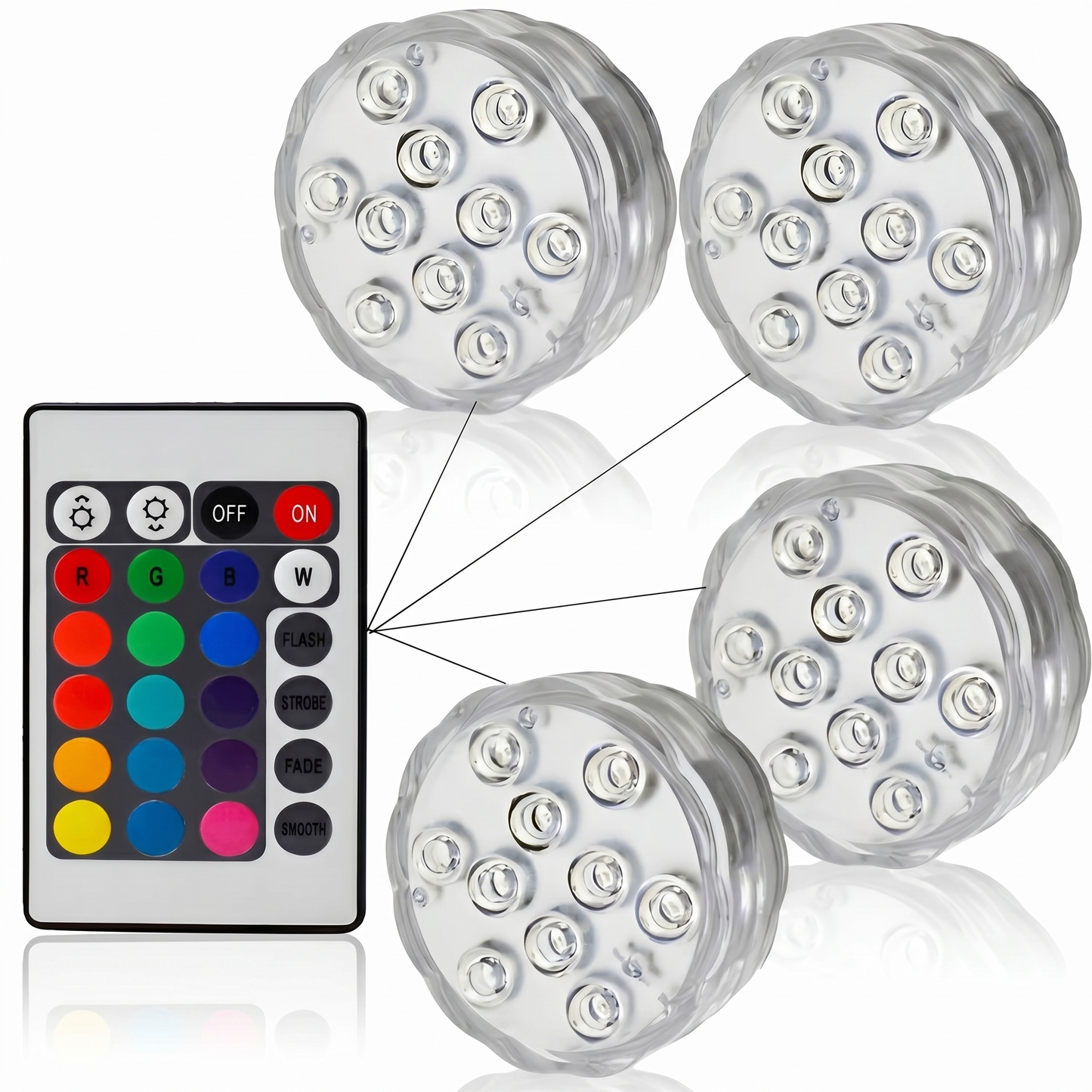 Set de 4 Lămpi RGB Impermeabile + Telecomandă