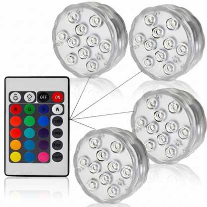 Set de 4 Lămpi RGB Impermeabile + Telecomandă