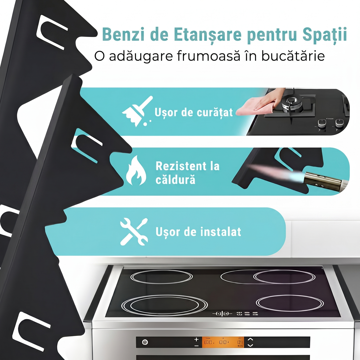 Set 2 Bucăți Protecții pentru Spațiul dintre Aragaz și Blat