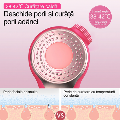 Dispozitiv Facial 5în1 pentru Curățare, Masaj și Rejuvenare cu Lumină LED și Încălzire