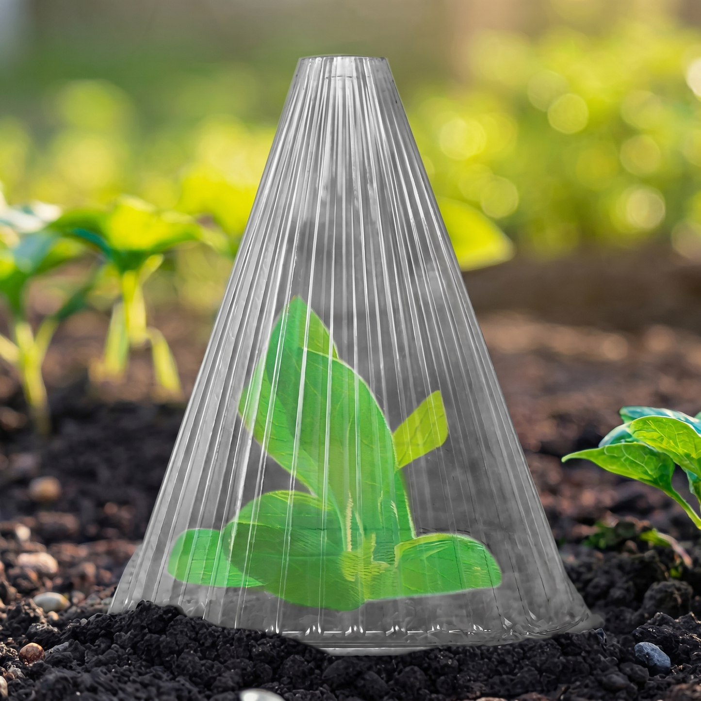 Set 10 Conuri Transparente pentru Protecția Plantelor din PET Reutilizabil