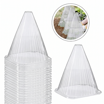 Set 10 Conuri Transparente pentru Protecția Plantelor din PET Reutilizabil