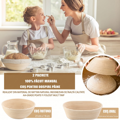 Set Coșuri de Fermentare pentru Pâine cu Accesorii de Coacere (17 Piese)