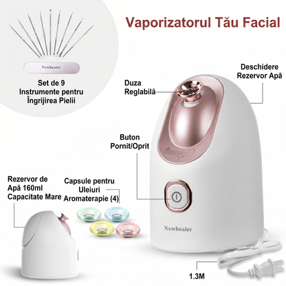 Saună Facială Nano Ionică cu Abur Cald și Kit pentru Curățare (160 ml)