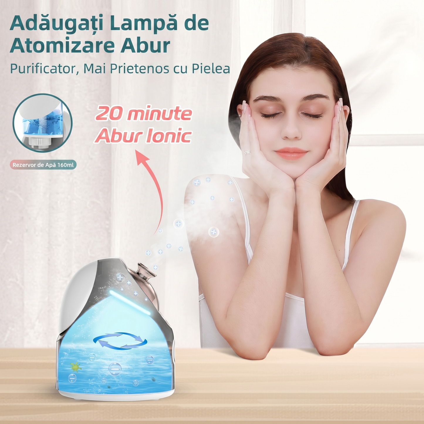 Saună Facială Nano Ionică cu Abur Cald și Kit pentru Curățare (160 ml)