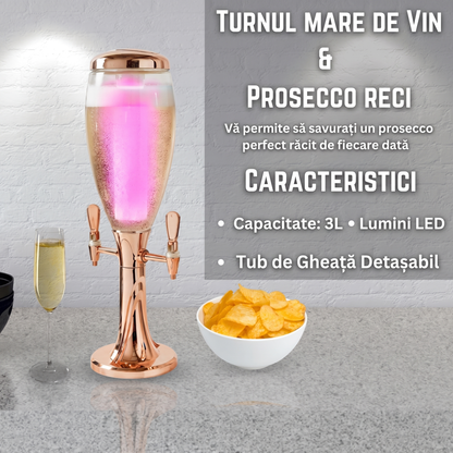 Turn pentru Vin și Prosecco cu LED – Dozator Elegant de Băuturi 3L pentru Petreceri