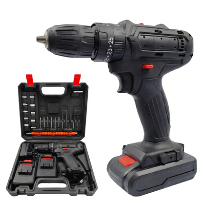 Mașină de Găurit și Înșurubat cu Acumulator 21V, Cuplu 65 Nm, 2 Baterii și Accesorii