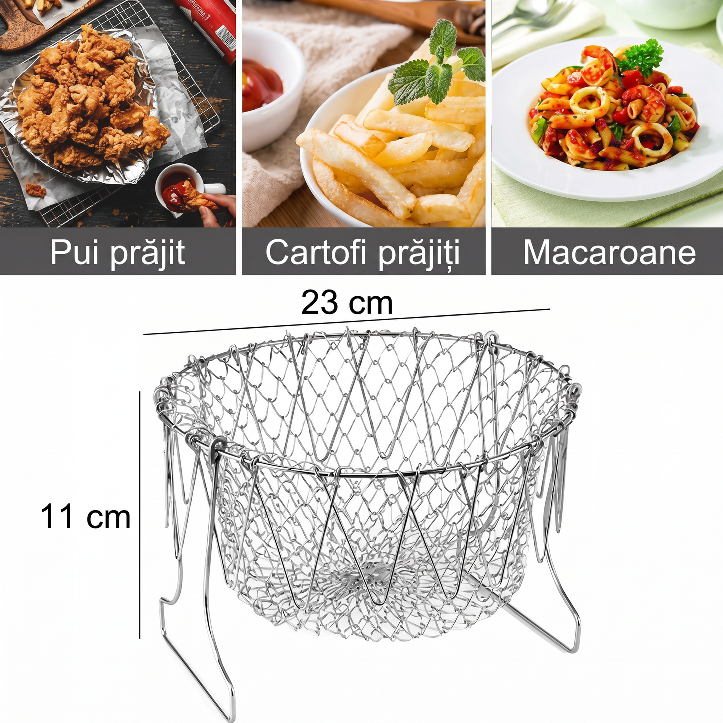 Coș Pliabil Tip Friteuza pentru Prăjit