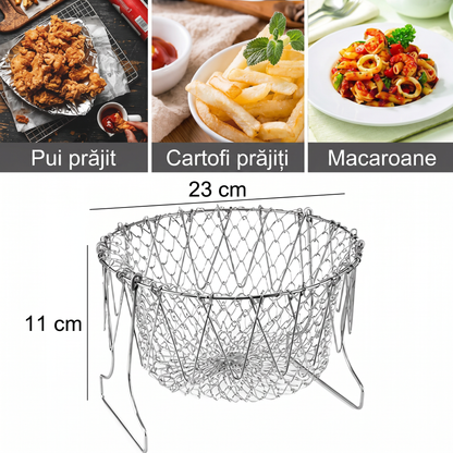 Coș Pliabil Tip Friteuza pentru Prăjit