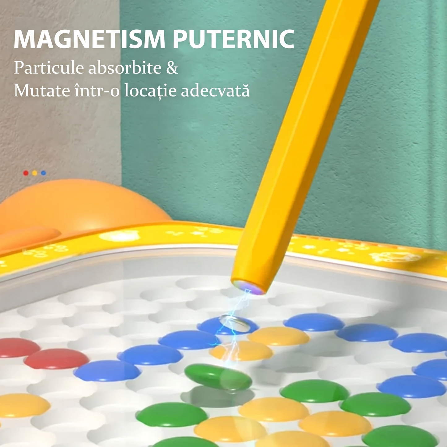 Jucărie Educațională Mozaic Magnetic cu Biluțe Colorate și Stilou