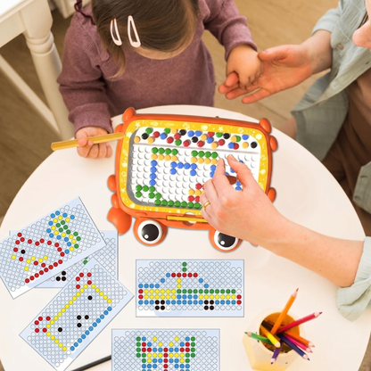 Jucărie Educațională Mozaic Magnetic cu Biluțe Colorate și Stilou